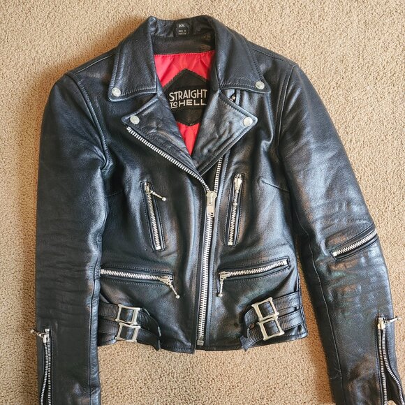 Straight to Hell Women's Defector – Black and Nickel Leather Jacket XS - Picture 5 of 10